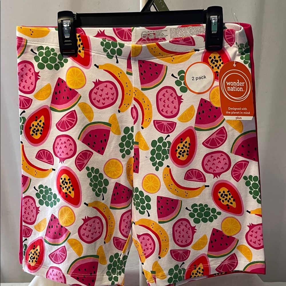 Wonder Nation Kids Fruit Print Shorts - Pink, Yellow, Green
